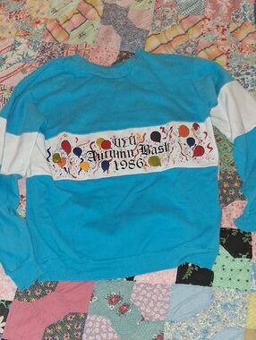 Blue 'Autumn Bash 1986' Pullover Sweatshirt with Balloon Graphic